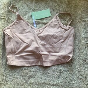 NOT AFTER TEN Crop Tank Top Camisole Light Pink V Neck Seamless XS S